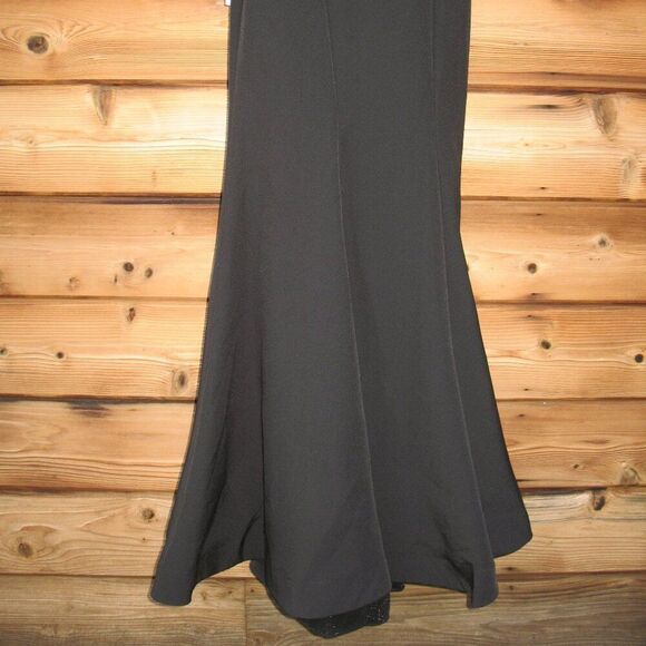 MAC DUGGAL 11775 Black Draped Pearl Beaded Mermaid Gown Dress - Picture 9 of 13